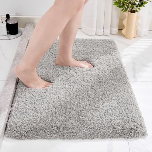 Disolla Gray Bathroom Rugs 20x32, Microfiber Non-Slip Plush Thick Bath Mat - color: Grey, size: 1'8" x 2'8" (20''x32'' Bathroom Rug)
