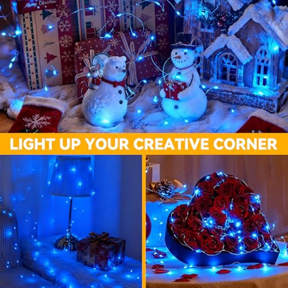 Twinkle Fairy Lights 8 Modes with Remote and Timer 33ft 100LED - color: Blue, size: 1 Pack