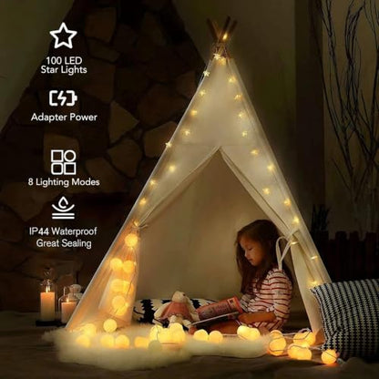 ANJAYLIA Star Light 100 LED Plug in String Light with Remote & Timer - color: Warm White 42 FT