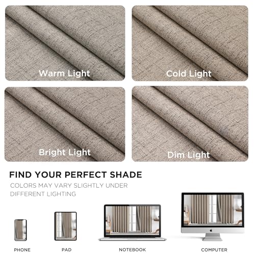 Joydeco 100% Blackout Curtains for Bedroom - Natural Linen Curtains, Thermal Insulated Linen Light Blocking Drapes, Rod Pocket & Back Tabs (Linen, 52" W x 90" L (Pack of 2)) - color: Linen, size: 52"W x 90"L (Pack of 1)