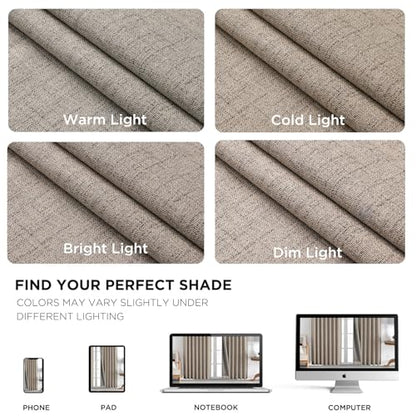 Joydeco 100% Blackout Curtains for Bedroom - Natural Linen Curtains, Thermal Insulated Linen Light Blocking Drapes, Rod Pocket & Back Tabs (Linen, 52" W x 90" L (Pack of 2)) - color: Linen, size: 52"W x 90"L (Pack of 1)
