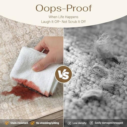 Beige 4x6 Area Rug Neutral Distressed Carpet - color: Accent | Beige, size: 4' x 6' (Rectangular)