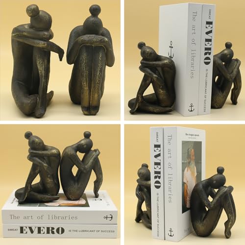 Lukitas Unique Decorative Girl Thinker Bookends, Book Holder, Resin 6.5'' - color: Bronze