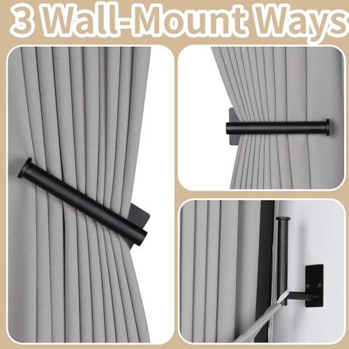 2 Pack No Drill Curtain Holdbacks Adhesive Curtain Tiebacks, Black - color: Black