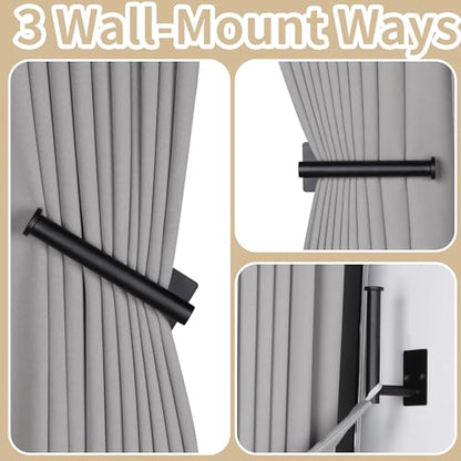 2 Pack No Drill Curtain Holdbacks Adhesive Curtain Tiebacks, Black - color: Black