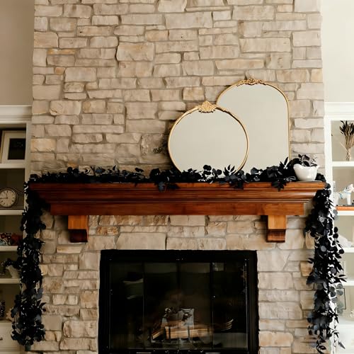 CQURE 12 Pack 84Ft Eucalyptus Garland,Artificial Eucalyptus Willow Leaves Table Greenery Garland Wreath Vines for Wedding Party Table Fireplace Bedroom Wall Room Decor - size: 84Ft-12Pack-Willow-Black