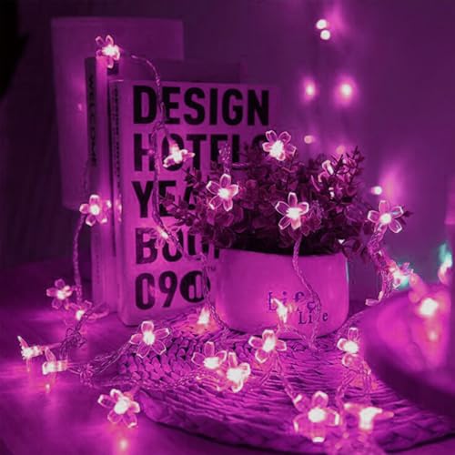 33ft 100 LED Aesthetic Pink Cherry Blossom Flower Fairy Lights String Decor - color: Pink