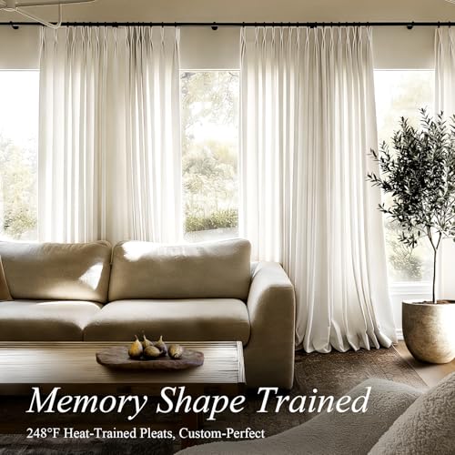 AUSSPVOCT Pinch Pleated Sheer Curtains 90 Inches Long for Living Room - color: Natural, size: 60"W x 90"L (Pack of 1)