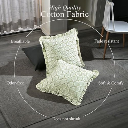 CPC Fern Regal Block Print Ruffle Pillow Cover 18x18 Inch, Pack of 2 - color: Fern Regal, size: 18" x 18" (Pack of 2)