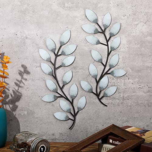 Zhengmy 2 Pcs Metal Leaf Wall Art Vine Branch Decor,Retro White - color: Retro White