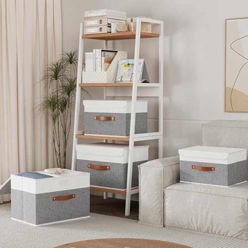 Yawinhe Collapsible Storage Bins,White/Grey,13.0x9.0x7.9in,1-Pack - color: White/Grey, size: M/(1 Pack)