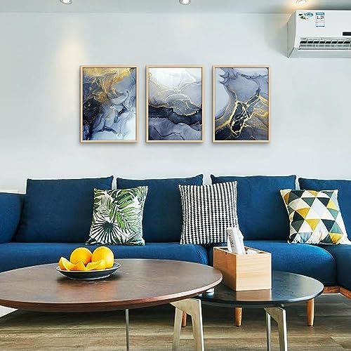 Framed Wall Art for Living Room Abstract Wall Decor for Bedroom Abstract Ink painting Wall Artworks Hang Pictures for Office Decoration 3 Panels Home Decor Posters Natural wood Framed Art Prints - color: Abstract Line Painting Natural Wood Framed, size: 1
