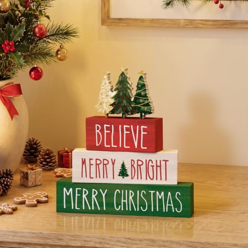 Smile Merry Christmas Wooden Signs Tabletop Indoor Decor - style: Xmas Tree