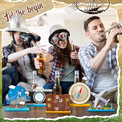 Marsui 12 Pcs Travel Wooden Centerpieces, Adventure Party Decor - style: Travel