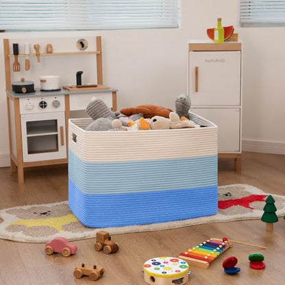 OIAHOMY 108L Extra Large Blanket Basket Dog Toy Basket Gradient Light Blue - color: Gradient Light Blue