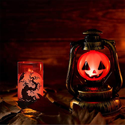 Eldnacele Witch Glass Halloween Flameless Candles with Remote Timer - color: 9-Red Witch