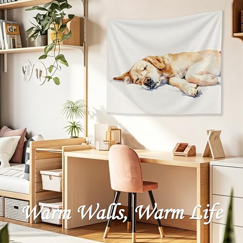 WDSFHYJK Cute Sleeping Golden Retriever Tapestry Wall Hanging, Golden Retriever Lover Gifts, Dog Lover Owner Gifts Wall Tapestry Backdrop for Kids Room Bedroom Home Decor, 50x60 Inch - color: Many colors-Sleeping Golden Retriever
