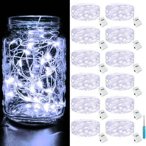 btfarm 12 Pack Fairy Lights Battery Operated Twinkle Lights with 3 Modes - color: Cool White, size: 12 Pack