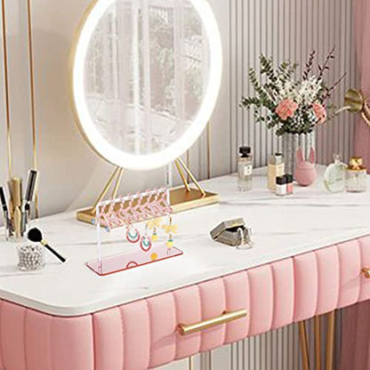 PH PandaHall 2 Sets Acrylic Earring Holder, Coat Hanger Jewelry Display Dangle Earring Hanging Organizer Acrylic Ear Studs Display Rack for Retail Show Personal Exhibition, 2.3x4.6x5.9inch - color: Pink
