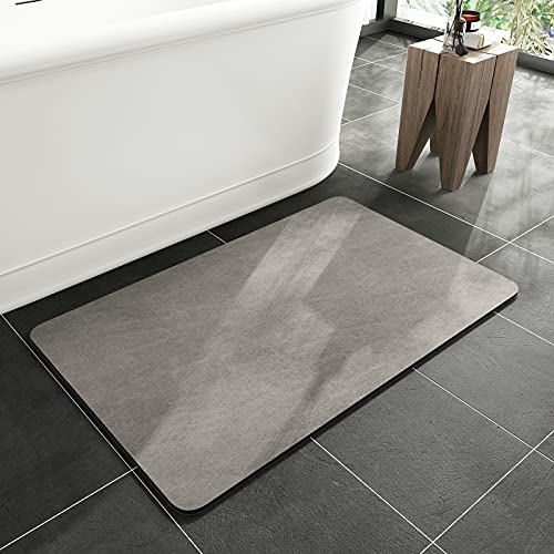MontVoo -Bath Mat-Rubber Backing Non SlipThin Bathroom Rugs Fit Under Door- Quick Dry Absorbent Faux Suede Surface Grey Bathroom Floor Mats-Shower Rug for in Front of Bathtub Shower Gray 16x24 - color: Grey, size: 24" x 16"
