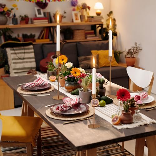 ChefBee 3PCS Gold Tall Taper & Pillar Candle Candlestick Holder - color: Gold