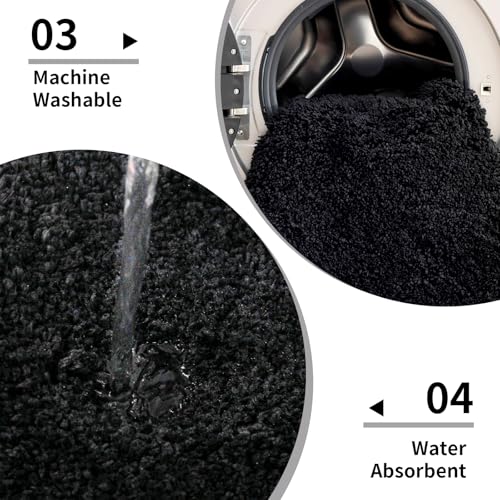 Disolla Black Bathroom Rugs 24x48, Non-Slip Plush Thick Bath Mat - color: Black, size: 2' x 4' (24''x48'' Bathroom Rug)