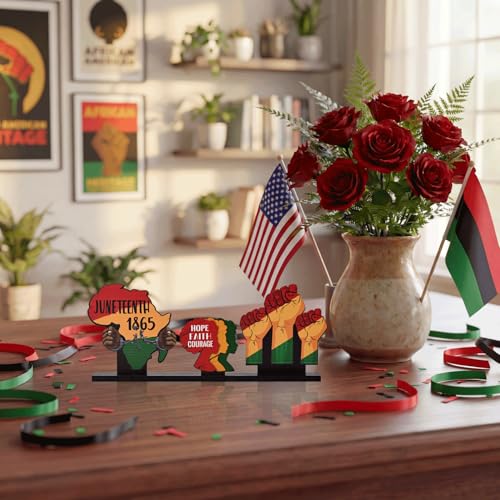 Smile Juneteenth Wooden Decor, Hope Faith Courage Desktop Signs Black History Month Black Pride Gifts - style: Juneteenth