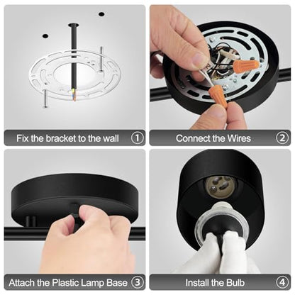 4-Light Led Track Lighting,Black Ceiling Lighting Fixtures,Wall Sconces Ceiling Spotlight with Foldable Light Arms for Kitchen, Closet, Bedroom,GU10 Socket, Bulbs Not Included - color: 4 light Black