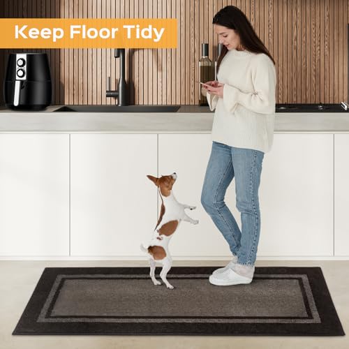 anllugs Kitchen Rugs Set, 24" x 36"+24" x 60", Grayish Brown & Coffee - color: Grayish Brown & Coffee, size: 24" X 36"+ 24" X 60"