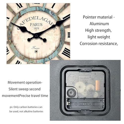 Retro Wooden Wall Clocks Battery Operated 10 Inch - color: Blue1, size: 10 Inch
