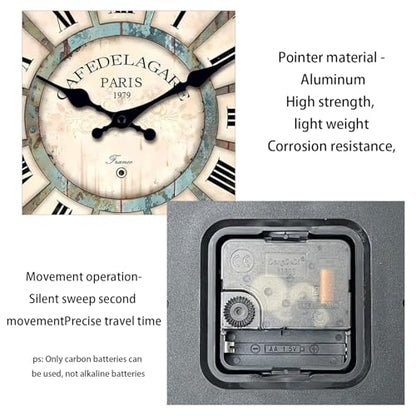 Retro Wooden Wall Clocks Battery Operated 10 Inch - color: Blue1, size: 10 Inch