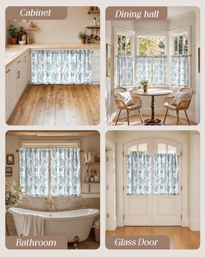 Miss Adola 36 Inch Length Kitchen Tier Curtains, Blue Farmhouse - color: Blue Farmhouse, size: 28"W x 36"L (Pack of 2)