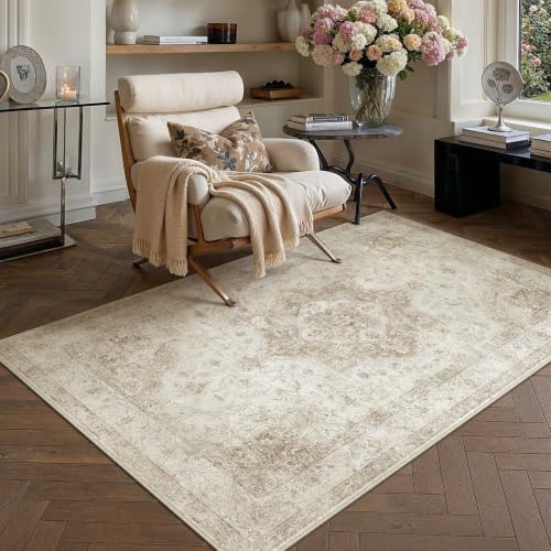 4x6 Beige Neutral Area Rug - color: Farmhouse | Beige, size: 4' x 6' (Rectangular)