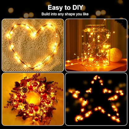 Ariceleo 2 Pack 16.4ft Battery Operated String Lights with Timer, Warm White with Synchronized Twinkle Mode, Fairy Lights Battery Powered, 50 LEDs, Idea for Christmas Bedroom Party Wedding - color: Warm White, size: 2 Pack-Upgrade