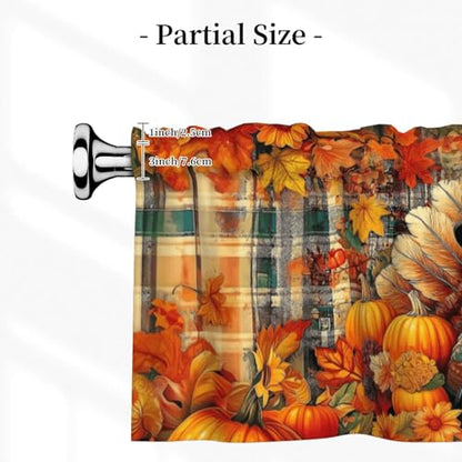 Thanksgiving Turkey Valances for Windows Rod Pocket Curtain Valance 1 Panel Short Curtains for Kitchen Bathroom Living Room Bedroom Window Treatments - color: Thanksgiving Turkey