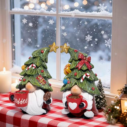 Hodao Christmas Gnomes Figurines Decoration, Holiday Tabletop Centerpiece - color: Red-green(2pcs)