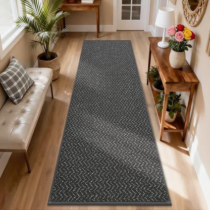 COSY HOMEER Dirt Trapper Door Mat 17"x71" Non Slip Washable Dark Grey - color: Dark Grey, size: 17" x 71"