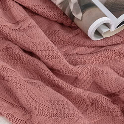 Aormenzy Dusty Pink Knit Throw Blanket, 50" x 60" - color: Dusty Pink, size: 50" x 60"