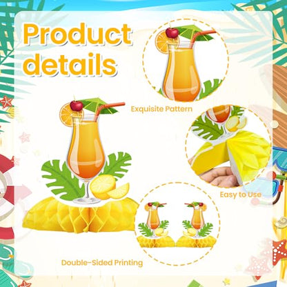 9PCS Summer Party Decorations Table Centerpieces, Hello Summer Table Decorations for Tropical Beach Pool Birthday Party Supplies - style: Summer