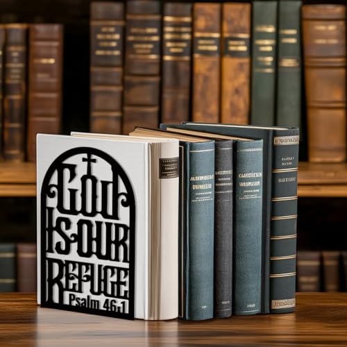 Peacoblue 5.3"x4.3"x7.9" Metal Bookends, Heavy Duty Book Ends for Shelves - style: Bible