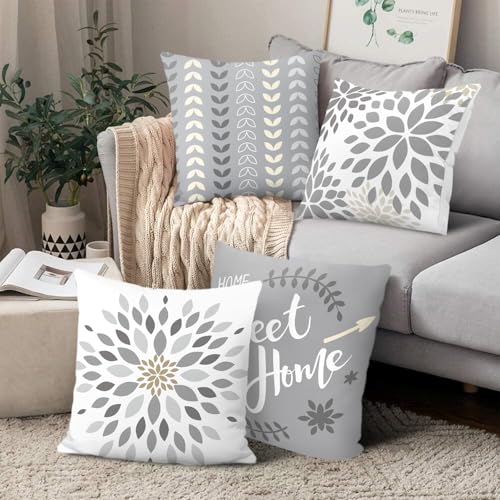 16x16 Set of 4 Modern Geometric Flower Throw Pillow Cushion Cover - color: Geometry, size: 16" x 16" (Pack of 4)