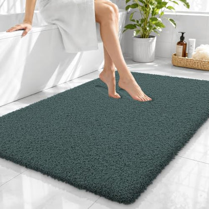 OLANLY Microfiber Large Bathroom Rugs 40x32, Soft Bath Mat, Blackish Green - color: Blackish Green, size: 40" X 32"