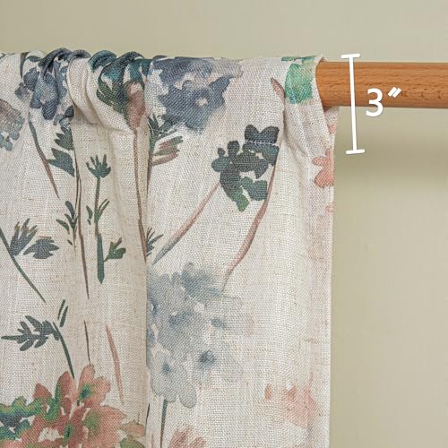MYSKY HOME Floral Linen Kitchen Tier Cafe Curtains 24 Inch Length 2 Panels Farmhouse Semi Sheer Privacy Small Window Treatments Rod Pocket for Bathroom Basement, Brown, 30 inch Wide - color: A-brown, size: 30"W x 24"L (Pack of 2)
