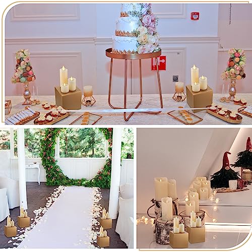 BBTO 6 Pcs Wooden Gold Buffet Risers 3 Sizes Gold Stands for Dessert Table