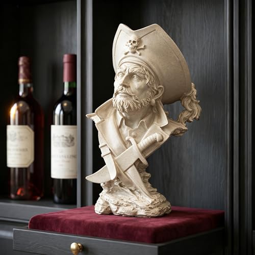 H&W Sandstone Pirate Figurine, Buccaneer Francis Drake Statue Decoration - color: Pirate
