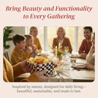 BIEN BEAU Ceramic Berry Baskets Set of 4, Checkered Berry Colander - color: Black