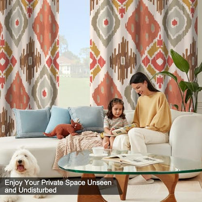 Abstract Geometric Patterned Blackout Curtains for Bedroom and Living Room, Room Darkening Window Blackout Curtains 84 Inches Long, Thermal Soundproof Bedroom Curtains 2 Panel Sets with Tiebacks - color: Abstract Pattern Print