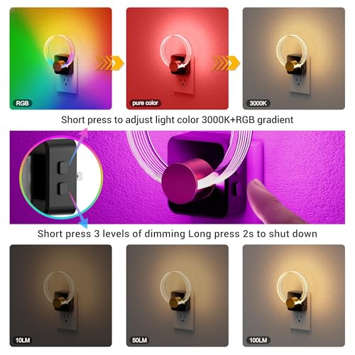 JandCase Night Light, 2 Pack Color Changing Night Lights Plug into Wall - color: RGB (Red, Green, Blue)