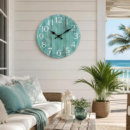 14 Inch Wall Clock, Silent Battery Operated Analog Clock, Teal - color: C-teal, size: 14"