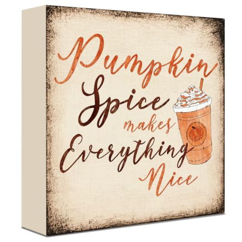 Fall Signs Pumpkin Spice Makes Everything Nice Coffee Wood Sign Fall Decor - color: FALL25
